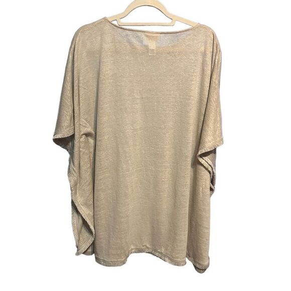 J. Jill M/L Poncho Style Sweater Airy Lagenlook Top 100% Linen Beige - Picture 2 of 8